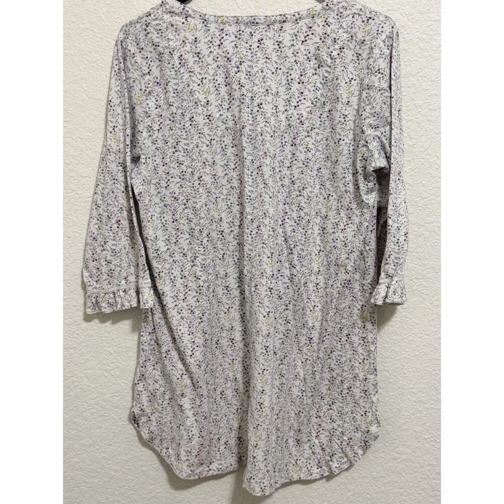 Lauren Ralph Lauren Black Label White Purple Flowers Nighgown PJ's Dress M